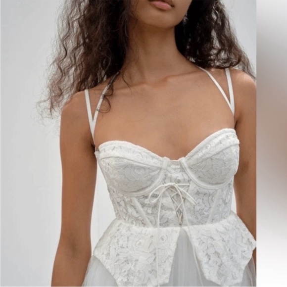 NWT For Love and Lemons Lily Bridal Dress White Corset Bustier Wedding Sz S - Picture 4 of 16